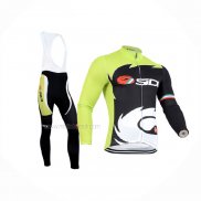 2014 Maillot Cyclisme Castelli SIDI Noir Vert Manches Longues Et Cuissard