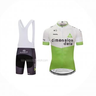 2018 Maillot Cyclisme Dimension Data Blanc Vert Manches Courtes Et Cuissard