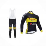 2019 Maillot Cyclisme Direct Energie Noir Jaune Manches Longues Et Cuissard