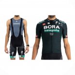 2021 Maillot Cyclisme Bora-Hansgrone Fonce Vert Manches Courtes Et Cuissard