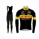 2021 Maillot Cyclisme Lotto-Kern Haus Noir Jaune Manches Longues Et Cuissard