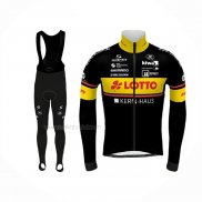 2021 Maillot Cyclisme Lotto-Kern Haus Noir Jaune Manches Longues Et Cuissard