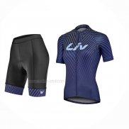 2022 Maillot Cyclisme Femme Liv Profond Bleu Manches Courtes Et Cuissard