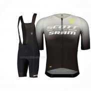 2023 Maillot Cyclisme Scott Sram Gris Noir Manches Courtes Et Cuissard