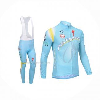 2013 Maillot Cyclisme Astana Bleu Clair Manches Longues Et Cuissard