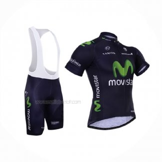 2015 Maillot Cyclisme Movistar Noir Manches Courtes Et Cuissard