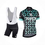 2017 Maillot Cyclisme Femme Bianchi Vert Manches Courtes Et Cuissard