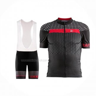 2018 Maillot Cyclisme Craft Route Noir Rouge Manches Courtes Et Cuissard