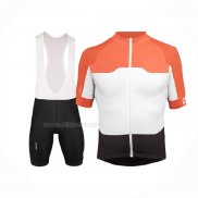 2018 Maillot Cyclisme POC Orange Blanc Noir Manches Courtes Et Cuissard