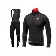 2019 Maillot Cyclisme Castelli Noir Rouge Manches Longues Et Cuissard