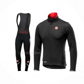 2019 Maillot Cyclisme Castelli Noir Rouge Manches Longues Et Cuissard