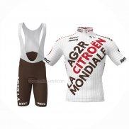 2022 Maillot Cyclisme Ag2r La Mondiale Blanc Manches Courtes Et Cuissard