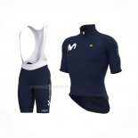 2022 Maillot Cyclisme Movistar Fonce Bleu Manches Courtes Et Cuissard