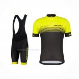 2022 Maillot Cyclisme Scott Jaune Manches Courtes Et Cuissard