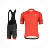 2022 Maillot Cyclisme Scott Rouge Manches Courtes Et Cuissard