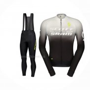 2023 Maillot Cyclisme Scott Sram Gris Noir Manches Longues Et Cuissard