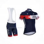 2015 Maillot Cyclisme IAM Bleu Manches Courtes Et Cuissard