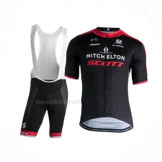 2018 Maillot Cyclisme Scott Noir Rouge Manches Courtes Et Cuissard