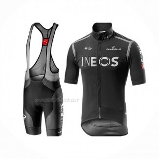 2020 Maillot Cyclisme INEOS Noir Gris Manches Courtes Et Cuissard