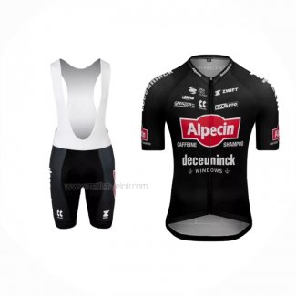 2022 Maillot Cyclisme Alpecin Deceuninck Noir Manches Courtes Et Cuissard