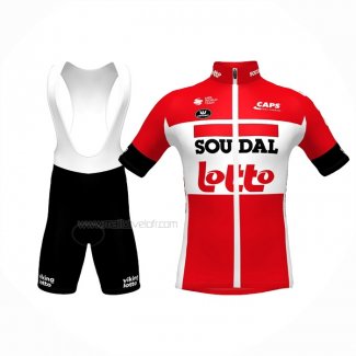 2022 Maillot Cyclisme Lotto Soudal Rouge Manches Courtes Et Cuissard