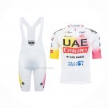 2024 Maillot Cyclisme UAE Rose Jaune Manches Courtes Et Cuissard