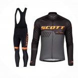 2019 Maillot Cyclisme Scott Noir Gris Manches Longues Et Cuissard