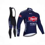 2021 Maillot Cyclisme Alpecin Fenix Profond Bleu Manches Longues Et Cuissard