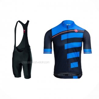 2021 Maillot Cyclisme Castelli Bleu Noir Manches Courtes Et Cuissard