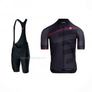 2021 Maillot Cyclisme Castelli Fonce Noir Manches Courtes Et Cuissard