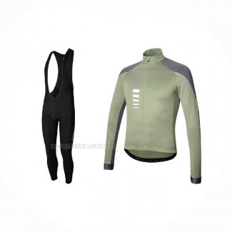 2021 Maillot Cyclisme RH+ Gris Vert Manches Longues Et Cuissard(2)