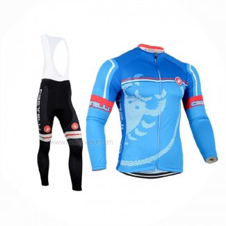 2014 Maillot Cyclisme Castelli Rouge Azur Manches Longues Et Cuissard