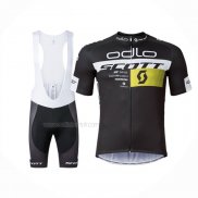 2016 Maillot Cyclisme Scott Noir Jaune Manches Courtes Et Cuissard