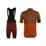 2021 Maillot Cyclisme Rapha Marron Orange Manches Courtes Et Cuissard