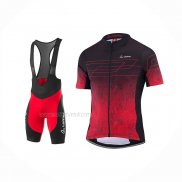 2022 Maillot Cyclisme Loffler Noir Rouge Manches Courtes Et Cuissard