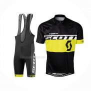 2016 Maillot Cyclisme Scott Jaune Noir Manches Courtes Et Cuissard(1)