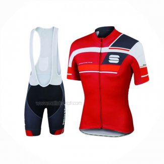 2016 Maillot Cyclisme Sportful Noir Rouge Manches Courtes Et Cuissard