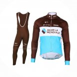 2018 Maillot Cyclisme Ag2r La Mondiale Marron Manches Longues Et Cuissard