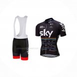 2018 Maillot Cyclisme Sky Noir Rouge Manches Courtes Et Cuissard