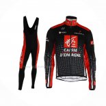 2020 Maillot Cyclisme Caisse D'epargne Noir Rouge Manches Longues Et Cuissard