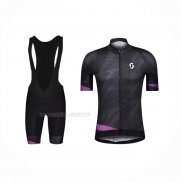 2021 Maillot Cyclisme Femme Scott Noir Violet Manches Courtes Et Cuissard