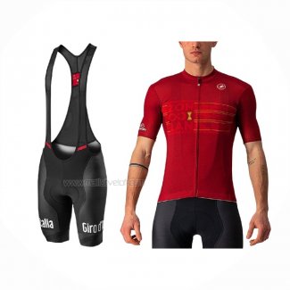 2021 Maillot Cyclisme Giro D'italie Rouge Manches Courtes Et Cuissard