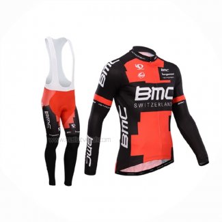 2014 Maillot Cyclisme BMC Noir Rouge Manches Longues Et Cuissard