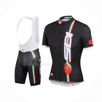 2014 Maillot Cyclisme Castelli SIDI Rouge Noir Manches Courtes Et Cuissard