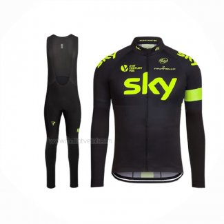 2016 Maillot Cyclisme Sky Vert Noir Manches Longues Et Cuissard