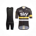 2017 Maillot Cyclisme Sky Jaune Noir Manches Courtes Et Cuissard