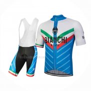 2018 Maillot Cyclisme Bianchi Tiera Blanc Bleu Manches Courtes Et Cuissard