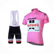 2018 Maillot Cyclisme Sunweb Rose Blanc Manches Courtes Et Cuissard