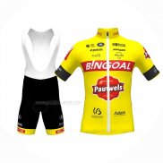 2022 Maillot Cyclisme Bingoal WB Jaune Manches Courtes Et Cuissard