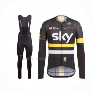 2016 Maillot Cyclisme Sky Jaune Manches Longues Et Cuissard